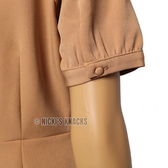 Nanette Lepore Puff Sleeve Fit & Flare Ruffle Hem Dress Beige Neutral Size 2 - Picture 7 of 12